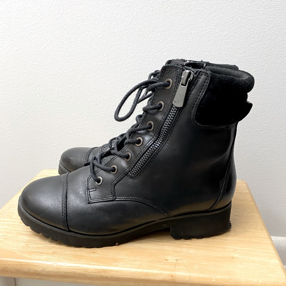 Black Women’s Combat Boots, Easy Spirit, Size 7 Wide, Low Heel